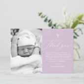 Paars kruisje foto Baptisme Hartelijk dank Kaart (Staand voorkant)