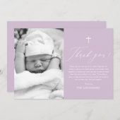 Paars kruisje foto Baptisme Hartelijk dank Kaart (Voorkant / Achterkant)