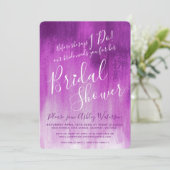 Paars kunstwerk vrijgezellenfeest nodigt uit kaart (Staand voorkant)