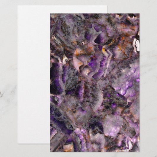 Paars kwarts briefpapier (Voorkant / Achterkant)