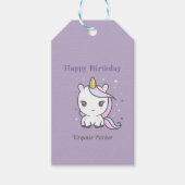 Paars Label met een Cute Unicorn Cadeaulabel (Voorkant)