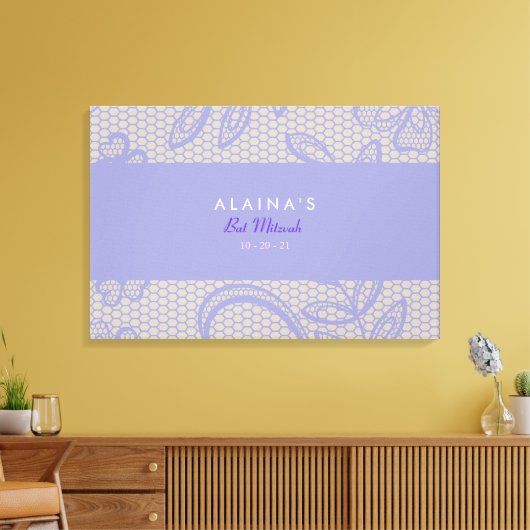 PAARS LACE Bat Mitzvah Sign-In Board Canvas Afdruk (Insitu (Woonkamer))