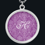 Paars Lace Monogram Sterling Silver Ketting<br><div class="desc">Mooie Lace Sterling Silver Ketting - achtergrond kleur kan worden veranderd.. Geweldig als huwelijksgunst,  huwelijksgeschenk,  verjaardagscadeau of vakantiegift.</div>