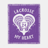 Paars Lacrosse Mijn Heart Fleece Blanket Deken (Voorkant)