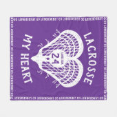 Paars Lacrosse Mijn Heart Fleece Blanket Deken (Voorkant (Horizontaal))