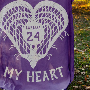 Paars Lacrosse Mijn Heart Fleece Blanket Deken