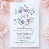 Paars land - Floral monogram bruiloft uitnodigen Kaart