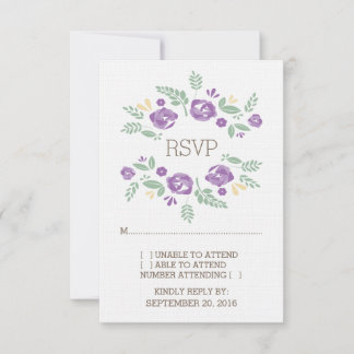 Paars land Floral RSVP-kaart RSVP Kaartje