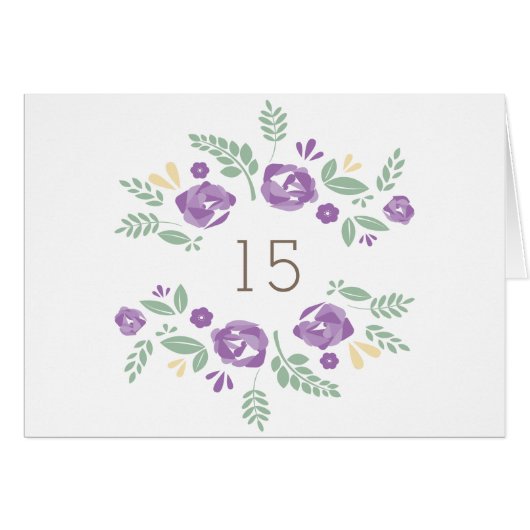 Paars land — Floral-tabelnummer Kaart (Voorkant Horizontaal)