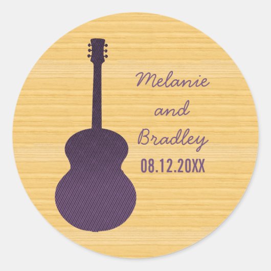 Paars land Guitar Wedding Stickers (Voorkant)