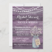 Paars land Mason Jar Barn Vrijgezellenfeest nodigt Kaart (Voorkant)