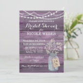 Paars land Mason Jar Barn Vrijgezellenfeest nodigt Kaart (Staand voorkant)