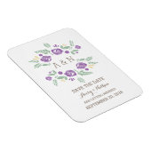 Paars landelijk bloemmonogram Opslaan datum Magneet (Rechterzijde)