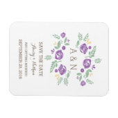 Paars landelijk bloemmonogram Opslaan datum Magneet (Horizontaal)