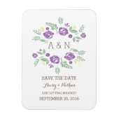 Paars landelijk bloemmonogram Opslaan datum Magneet (Verticaal)