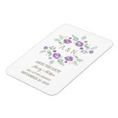 Paars landelijk bloemmonogram Opslaan datum Magneet (Linkerzijde)
