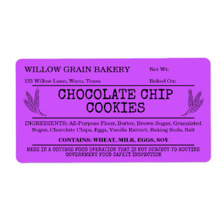 Paars Landelijk Cottage Chocolade Chip Cookie Etik Etiket