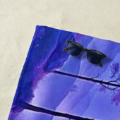 Paars landschapskunst met zonsondergang strandlaken (In situ)