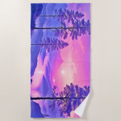 Paars landschapskunst met zonsondergang strandlaken (Voorkant)