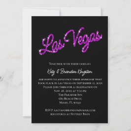 Paars Las Vegas Sparkles Post Wedding Invitation Kaart