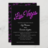 Paars Las Vegas Sparkles Wedding Invitation Kaart (Voorkant / Achterkant)