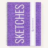 Paars Lavende Glitter Sketch Book Personalized Notitieboek (Voorkant)