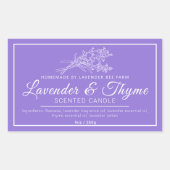 Paars lavendel- en tijmkaarskaarsen rechthoekige sticker (Voorkant)