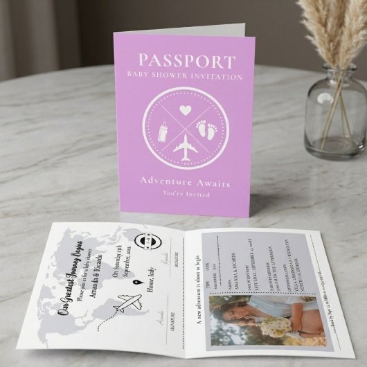Paars Lavendel Pasfoto Baby Shower