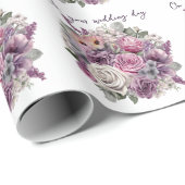 Paars Lavendel Roze Rozen Trouwboeket Cadeaupapier (Rol Hoek)
