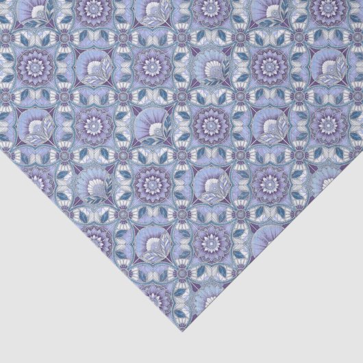 Paars, Lavendel, Sering, Blauw & Wit Art Deco Tissuepapier (Detail)