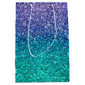 Paars Lavendel & Turquoise Groen Glitter Feest Medium Cadeauzakje (Voorkant)