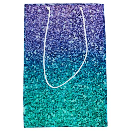 Paars Lavendel & Turquoise Groen Glitter Feest Medium Cadeauzakje (Voorkant)
