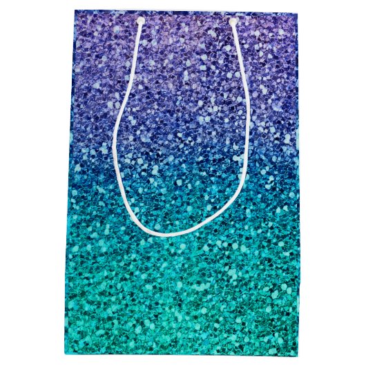 Paars Lavendel & Turquoise Groen Glitter Feest Medium Cadeauzakje (Achterkant)