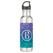 Paars Lavendel & Turquoise Groen Glitter Feest Waterfles (Voorkant)