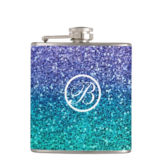 Paars Lavendel & Turquoise Groen Glitter Heupfles (Voorkant)