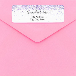Paars lavendel wit confetti retouradres etiket