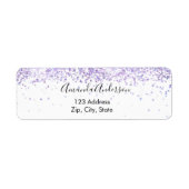 Paars lavendel witte confetti retouradres etiket (Voorkant)