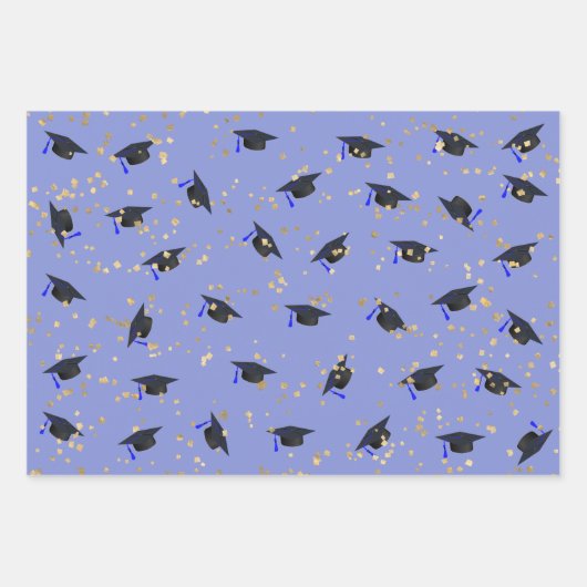 Paars lavender Afstuderen Vlakke set van 3 vellen (Voorkant)