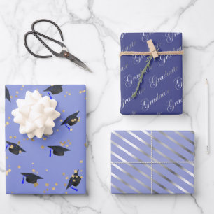 Paars lavender Afstuderen Vlakke set van 3 vellen