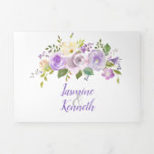 Paars Lavender Champagne Waterverf Floral Drieluik Uitnodiging (Cover)