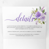Paars Lavender Champagne Waterverf Floral Drieluik Uitnodiging (Binnenzijde eerst)