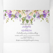 Paars Lavender Champagne Waterverf Floral Drieluik Uitnodiging (Binnenkant midden)