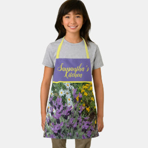 Paars Lavender Daisy Flowers Floral Mums Kitchen Schort