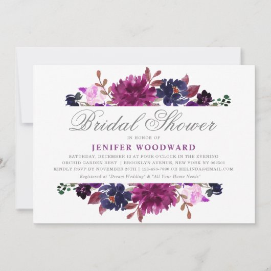 Paars Lavender Floral Boho Vrijgezellenfeest Kaart (Voorkant)
