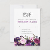 Paars Lavender Floral Boho Wedding RSVP (Voorkant)