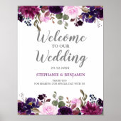 Paars Lavender Floral Boho Wedding-teken / poster (Voorkant)