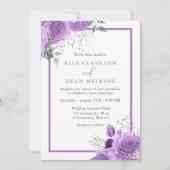 Paars Lavender Floral Elegant Wedding Kaart (Voorkant)