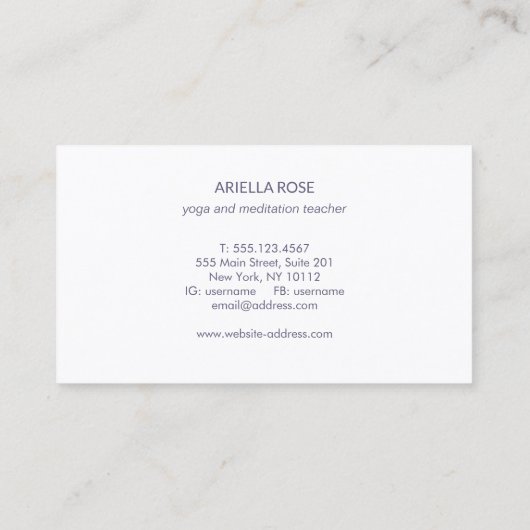 Paars Lavender Floral Lotus Visitekaartje (Achterkant)