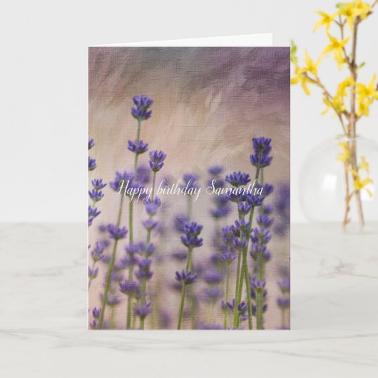 Paars lavender Flowers Kaart (Gele Bloem)