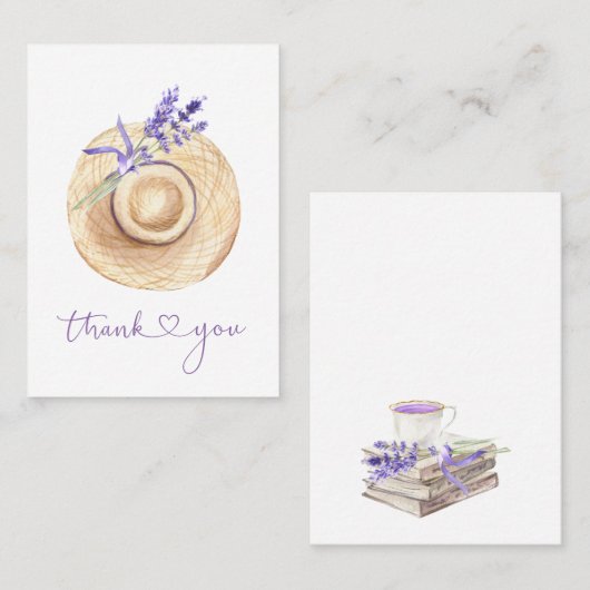Paars lavender Flowers Straw Pet Dank u wel Visitekaartje (Voorkant / Achterkant)